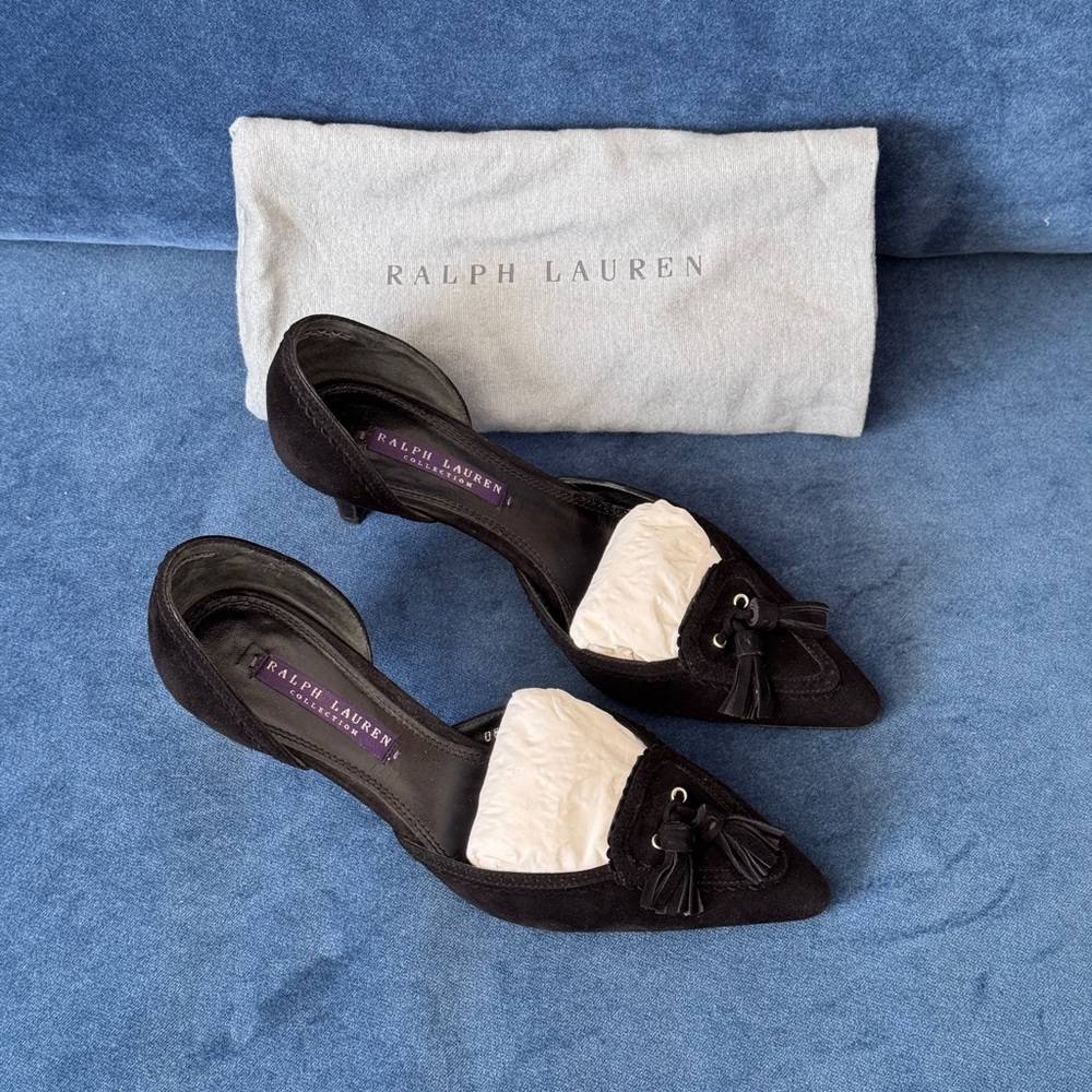 RALPH LAUREN Collection Purple Label Suede Pumps Shoes size  6 1/2 B‎